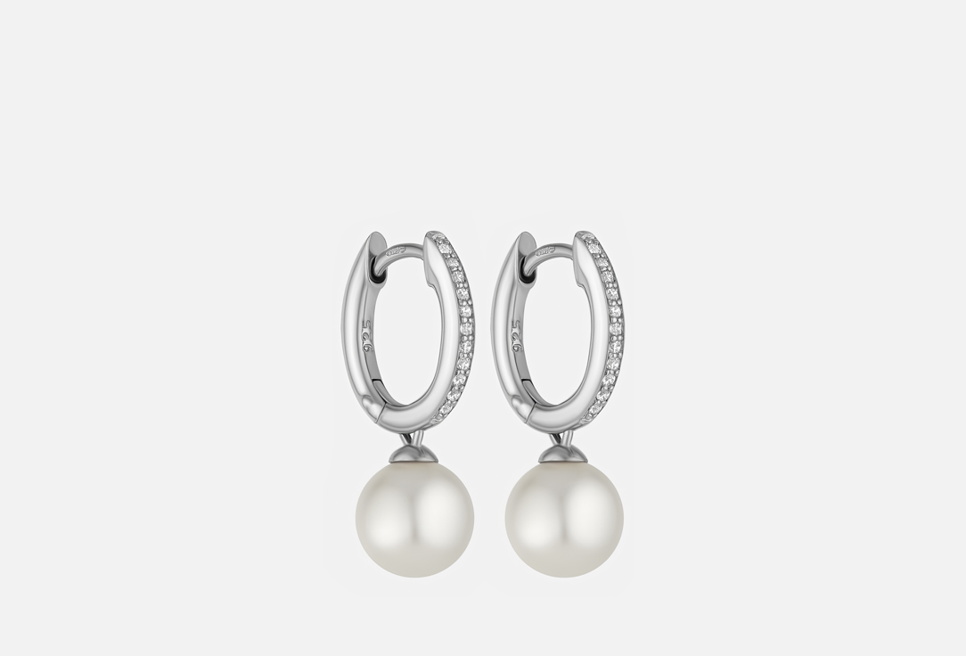 Изображение товара Cерьги серебряные Ti Sento Pearl белый жемчуг фианит платина