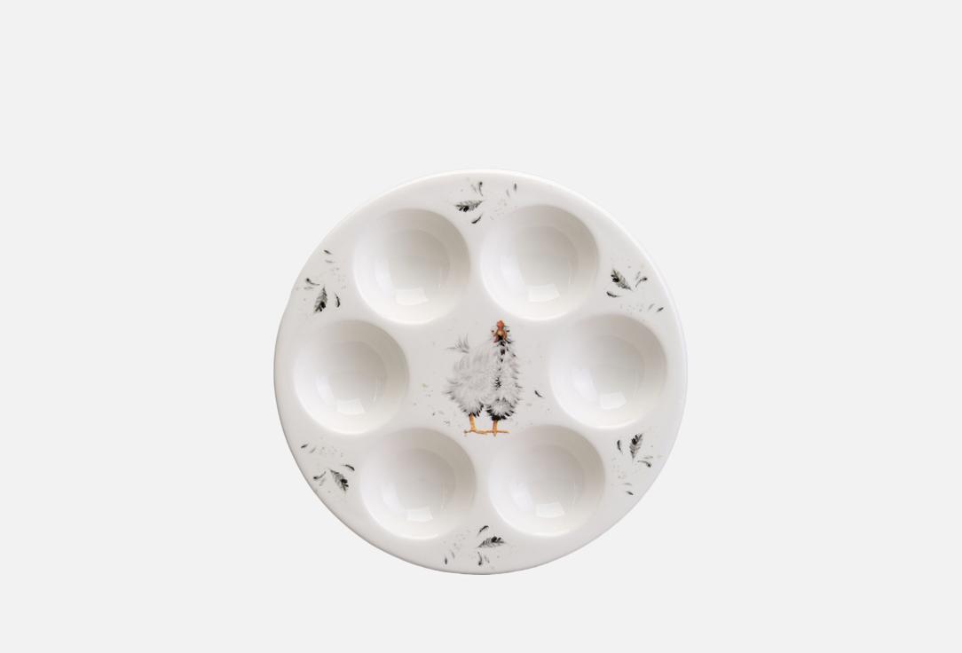 Изображение товара Блюдо на 6 яиц Lefard FUNNY HENS 18x18x2,5 из доломитовой керамики