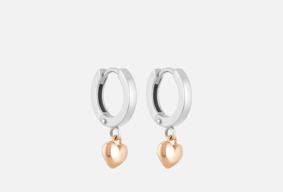 Изображение товара Серьги-кольца серебряные BALTSILVER с позолоченными сердечками