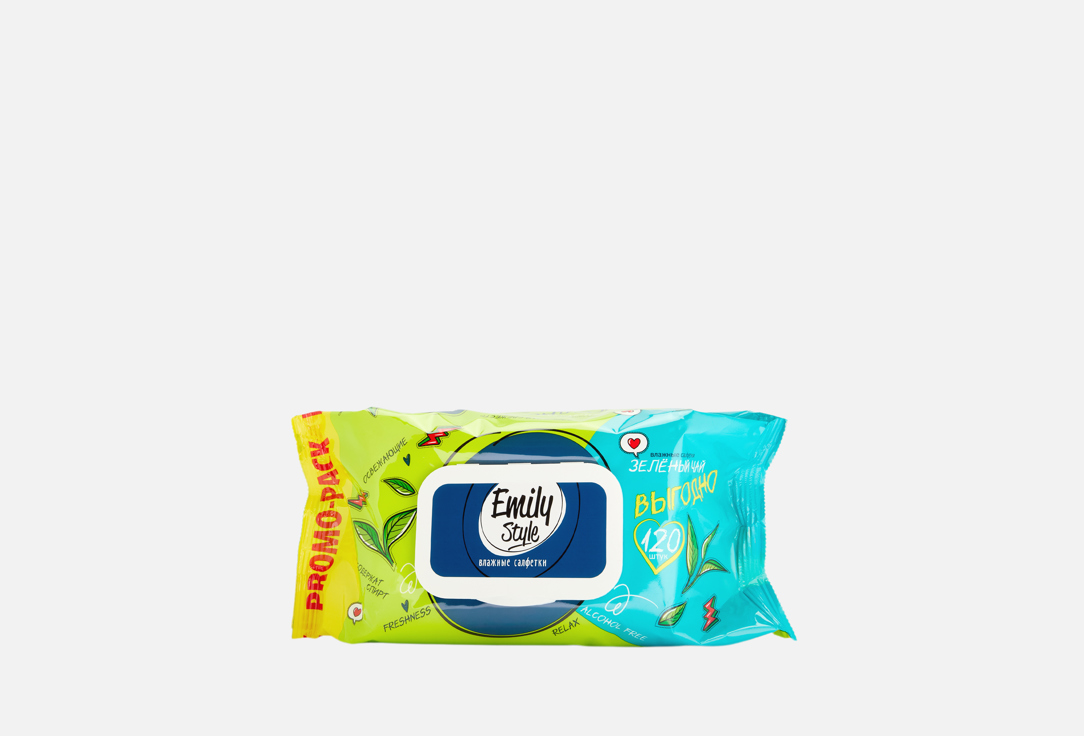 

Влажные салфетки EMILY STYLE, Зеленый чай 120 шт