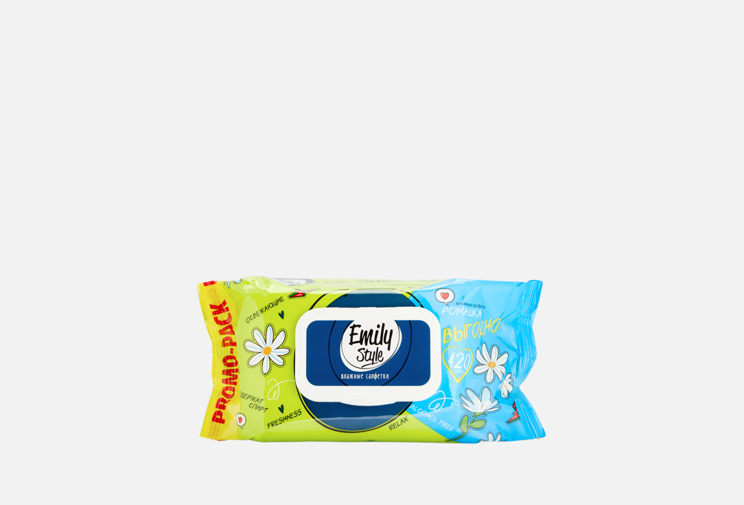 

Влажные салфетки EMILY STYLE, Ромашка 120 шт