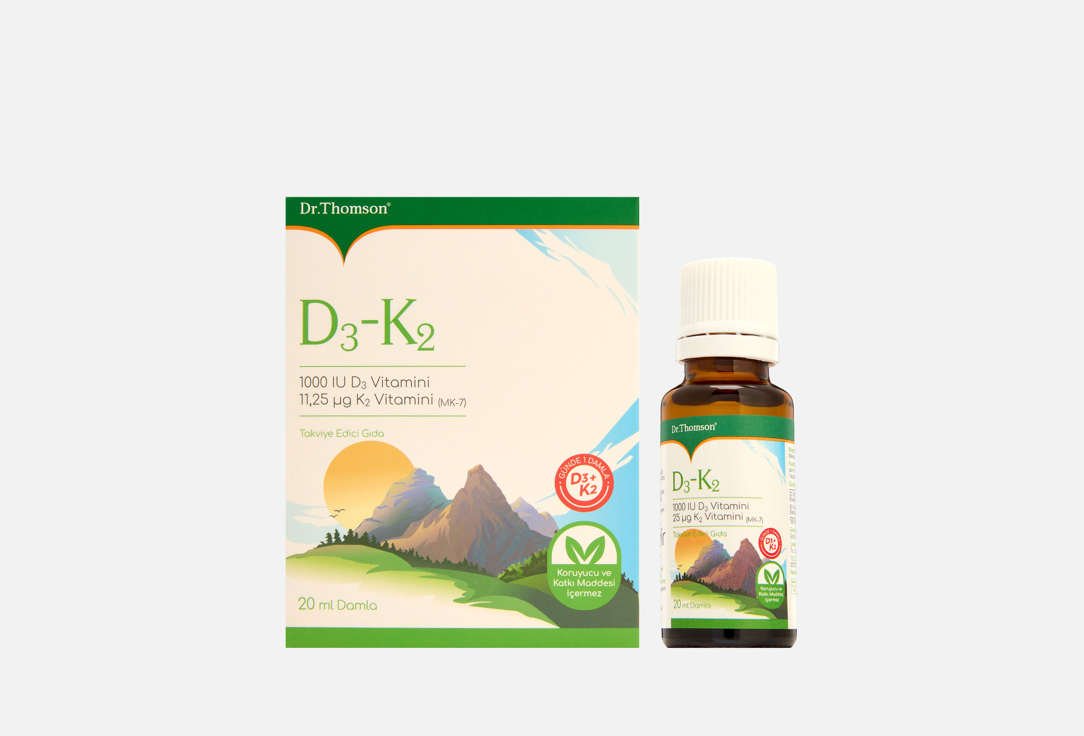 

комплекс витаминов DR. THOMSON, Витамины D3 и K2 в жидкости 20 мл