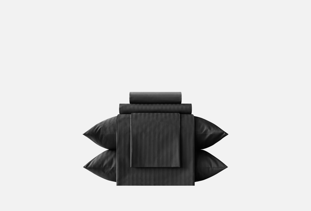 Изображение товара Комплект постельного белья Verossa Stripe, Black, наволочки 50х70, 70х70, евро