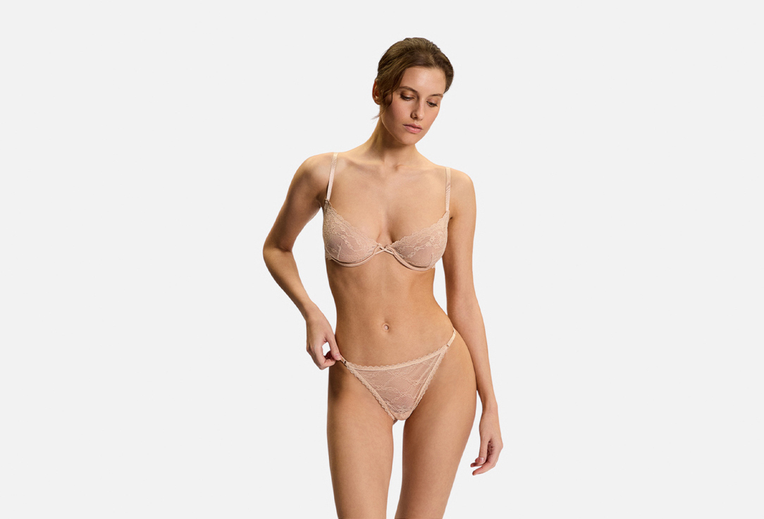 Изображение товара Женский бюстгальтер Infinity Lingerie Kornada бежевый и черный с прозрачными чашками