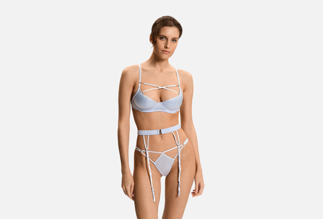 Изображение товара Стринги-бразильяно с поясом для чулок Infinity Lingerie Kilian светло-серые