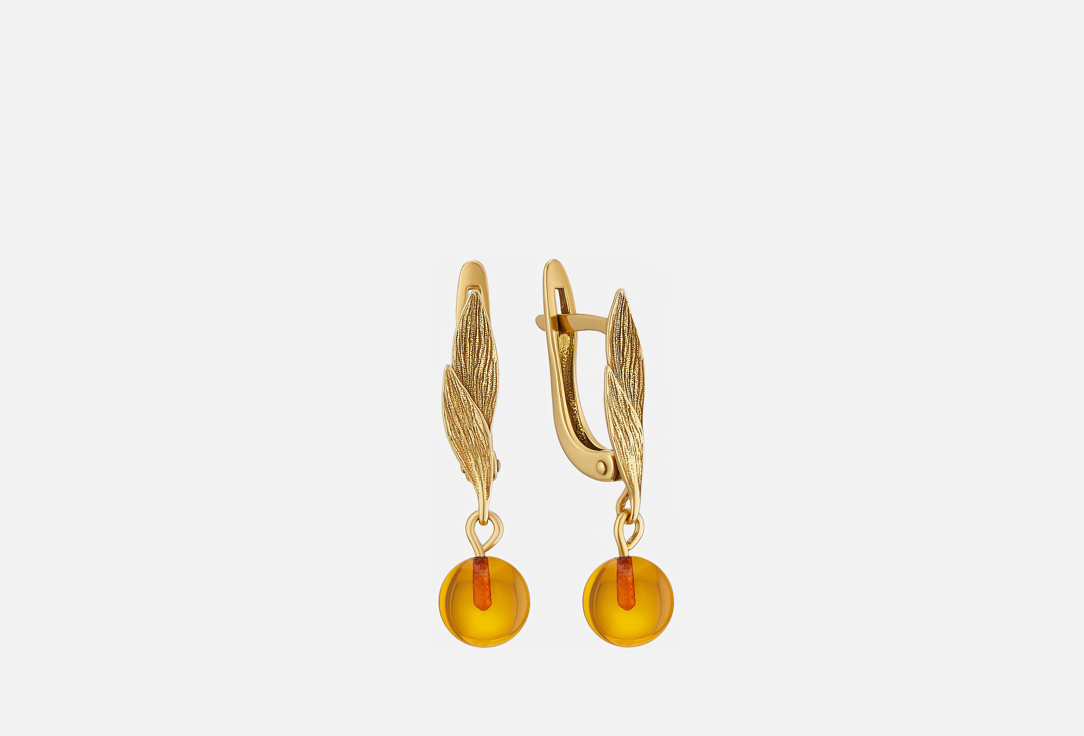 

Серьги серебряные SUN STONE, Silver earrings with amber 2 шт