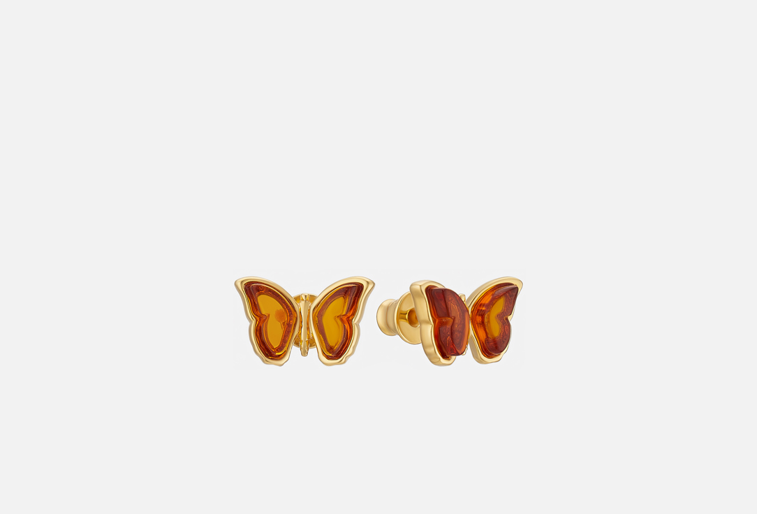 Изображение товара Серебряные серьги с янтарем и золочением Sun Stone Silver 925 пробы для женщин