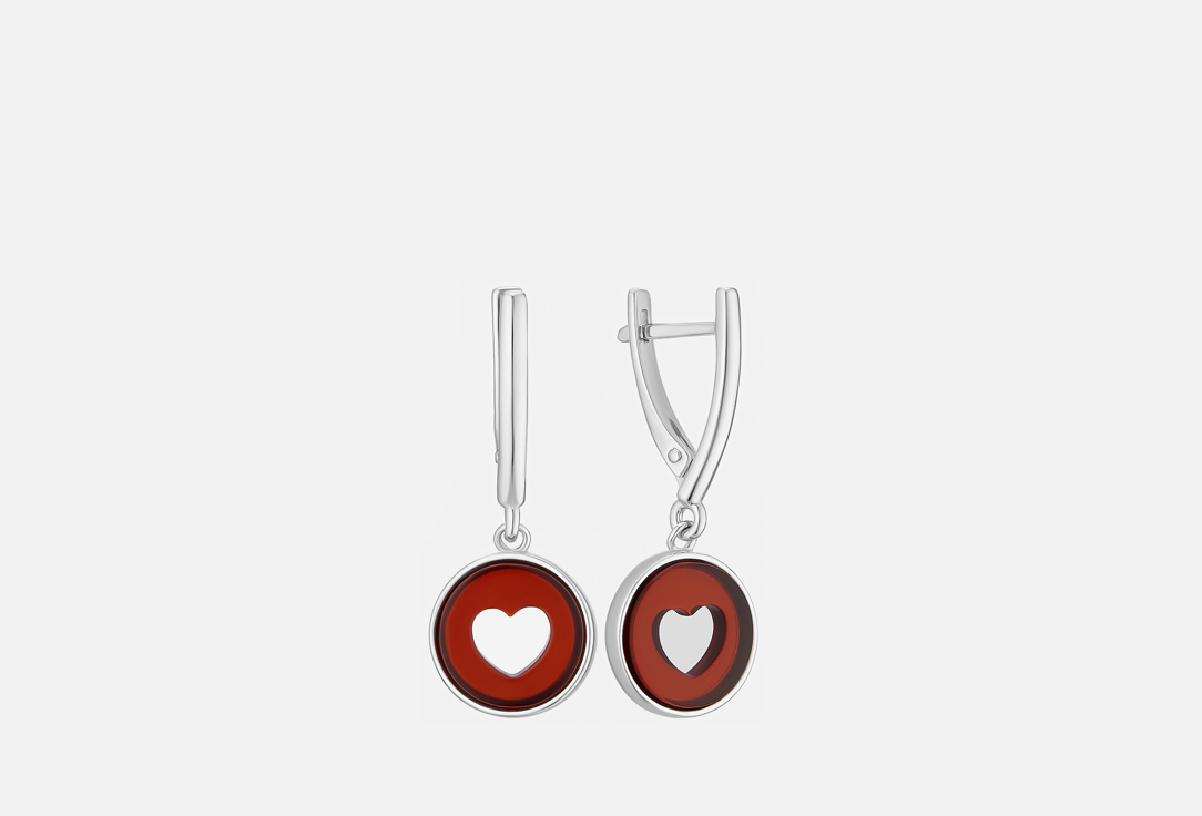 Изображение товара Серьги серебряные Sun Stone Silver с янтарем 925 пробы родирование и английский замок