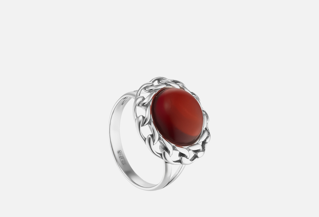 Silver ring with amber 19 мл
