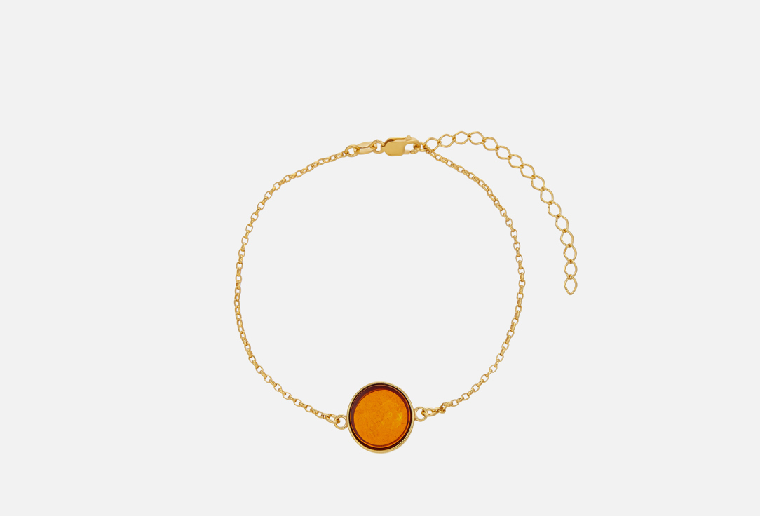 Изображение товара Серебряный браслет с натуральным янтарем и покрытием золочение для женщин