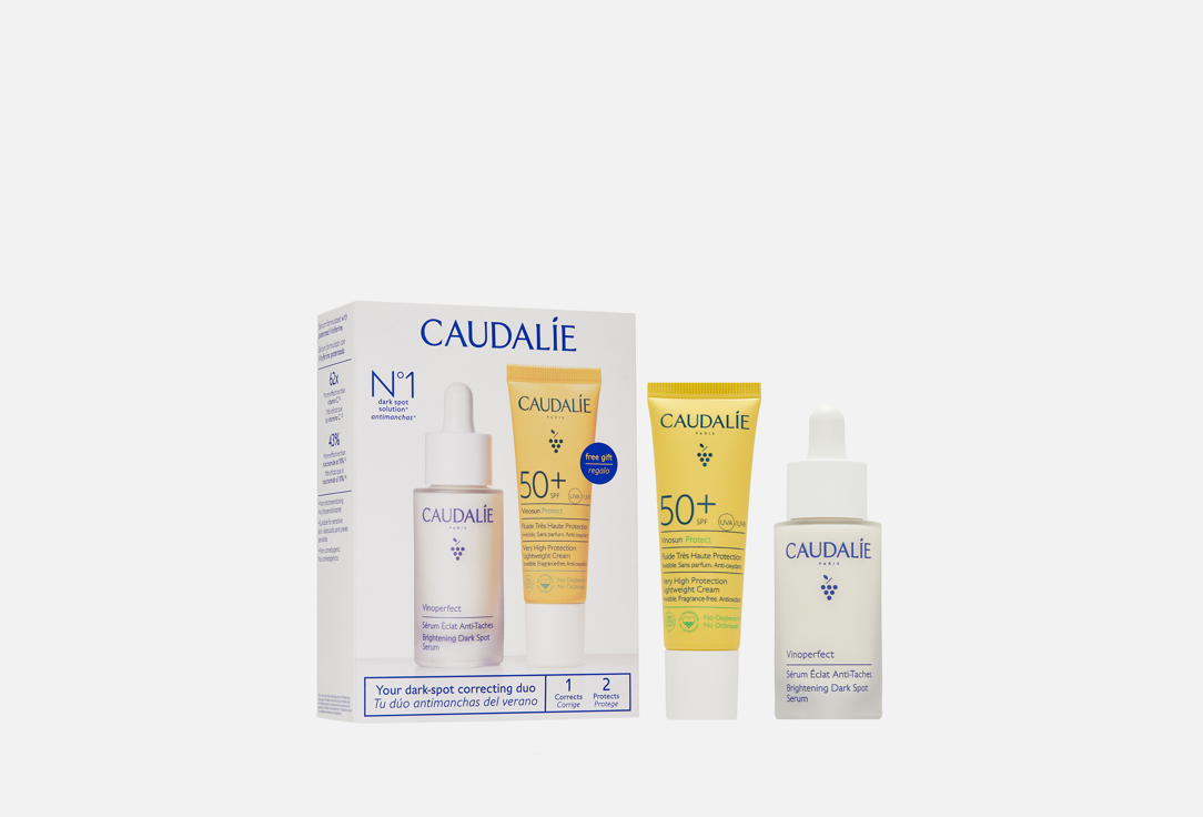 Изображение товара Caudalie Набор для ровного тона защиты от солнца Vinoperfect Serum Vinosun SPF50+