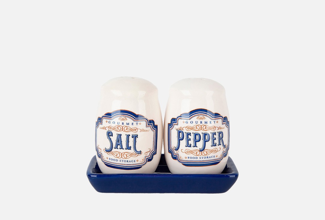 Изображение товара Набор для специй Dolomite Gourmet 11х5,5х9,5см керамический в бело-синих тонах