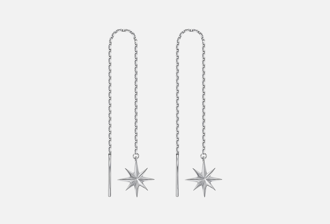Серьги Серебряные AURA JEWELRY Звезда с белым топазом  2 шт