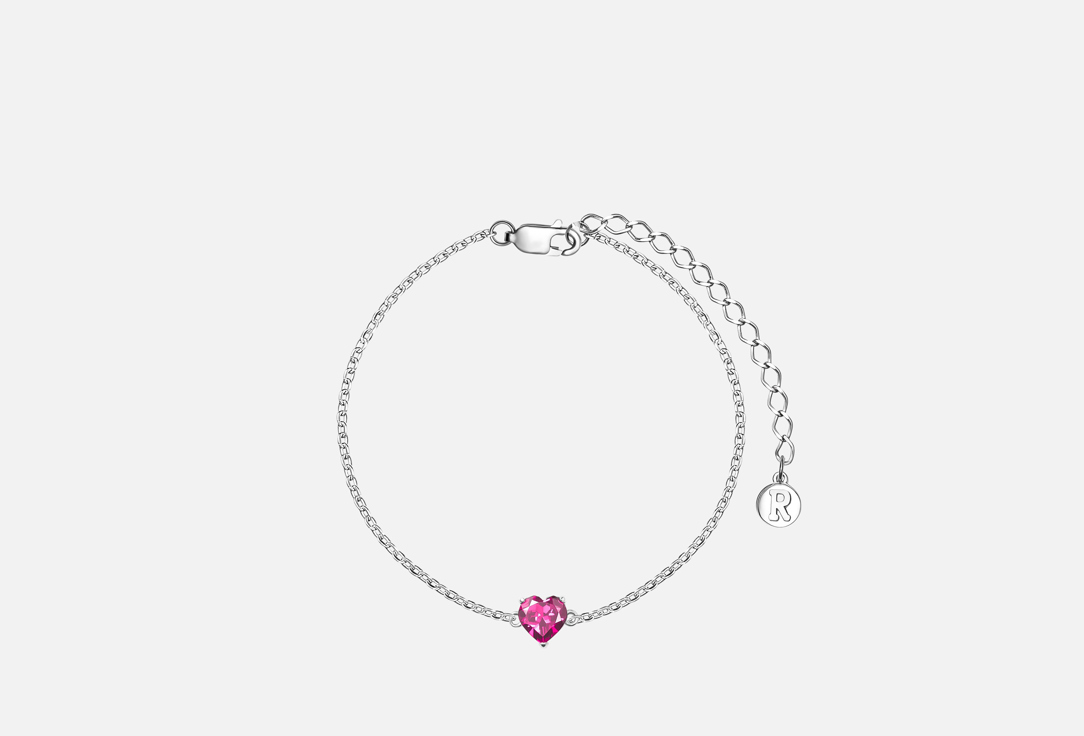 Изображение товара Серебряный браслет с розовым топазом сердце 925 пробы украшение для женщин