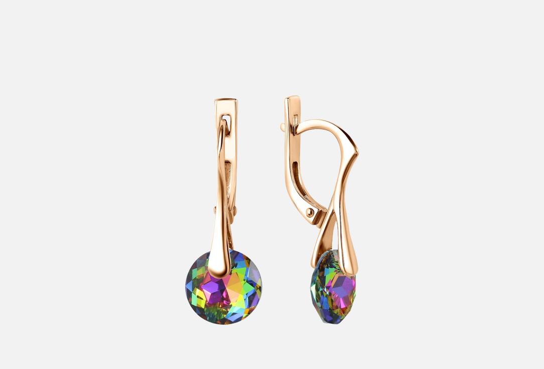 Изображение товара Серьги серебряные с позолотой и кристаллом для женщин