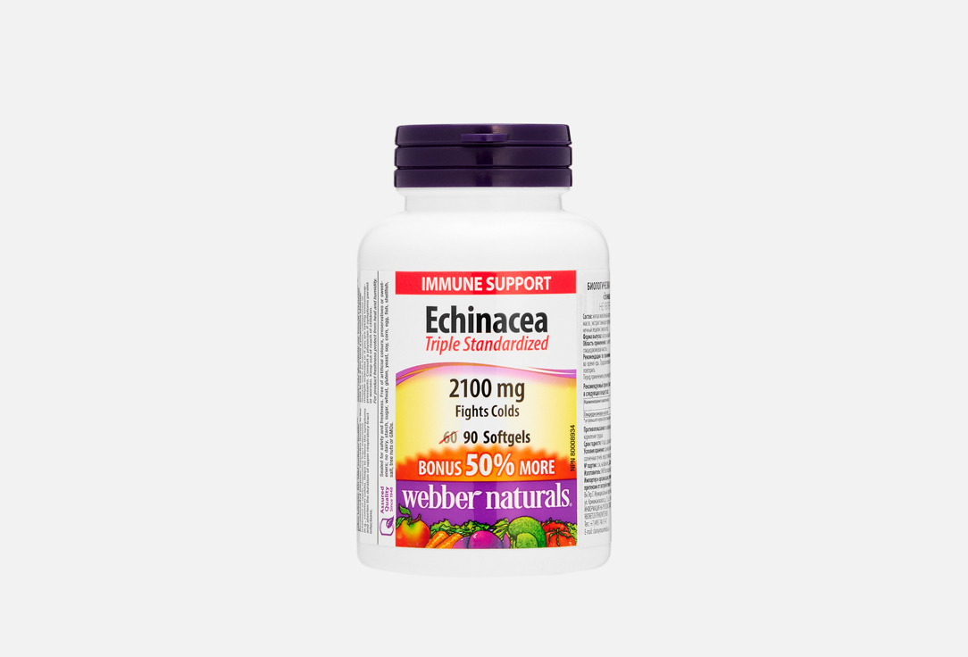 

Эхинацея WEBBER NATURALS, 456 мг в капсулах 90 шт