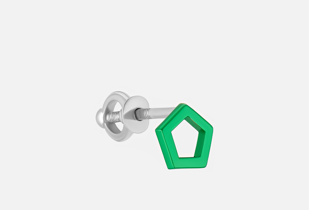 Изображение товара Моносерьга Серебряная Cheeky Me Pentahedron, green
