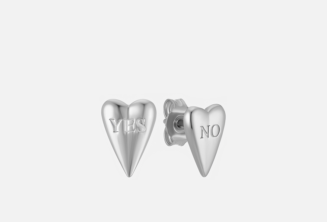 Изображение товара Пусеты серебряные Cheeky Me Heart, say YES or NO