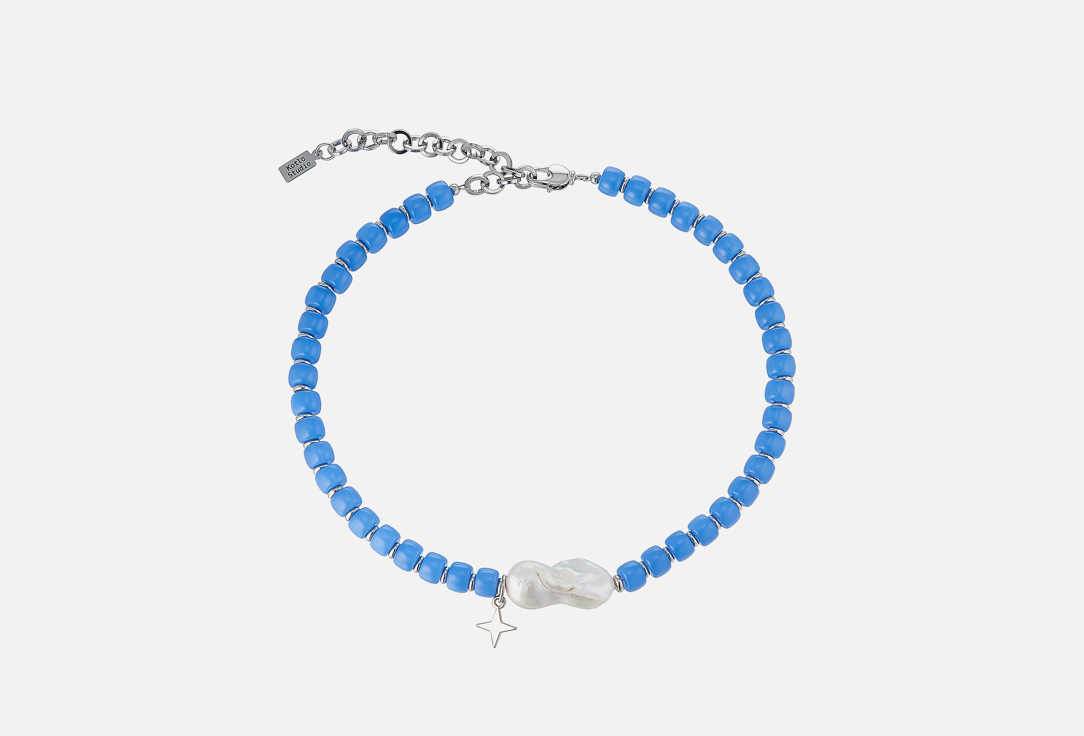 Изображение товара Колье Seychelles Mood натуральный жемчуг и синие бусины ручная работа