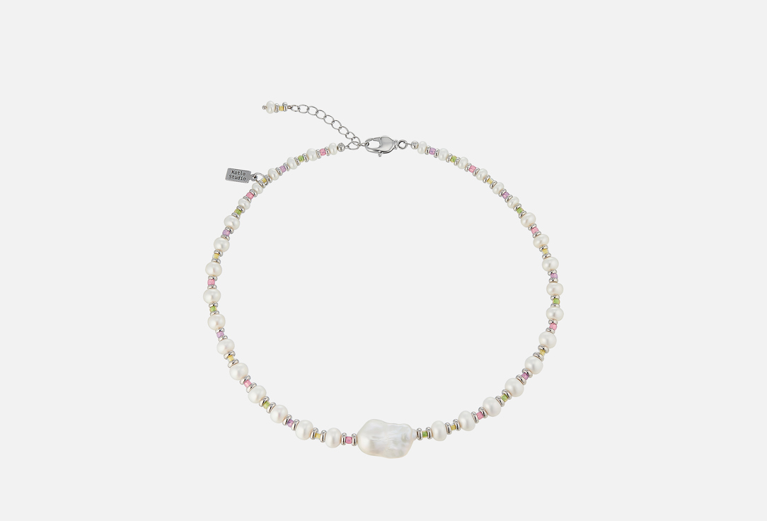 Изображение товара Колье Pearl Harmony Silver с натуральным жемчугом и японским бисером