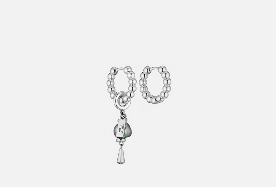 серьги KOTLO STUDIO Pearl Drop Silver-Black 2 шт