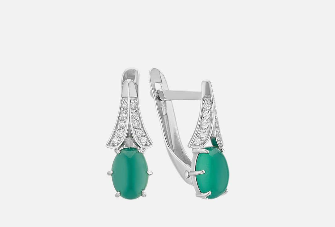 Изображение товара Серьги-пусеты из серебра 925 пробы с агатом и фианитами Pepela Jewelry