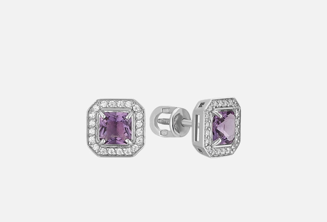 Изображение товара Серьги-пусеты серебряные с аметистом от Pepela Jewelry