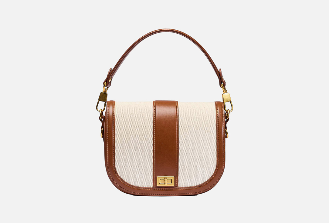 Изображение товара Стильная женская сумка на плечо COINED IN STONE BIANCA mini из канваса и кожи