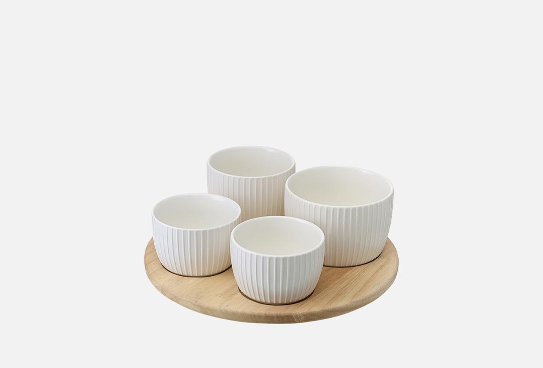 Изображение товара Менажница Liberty Jones Soft Ripples, Dual Glazing, на деревянной подставке