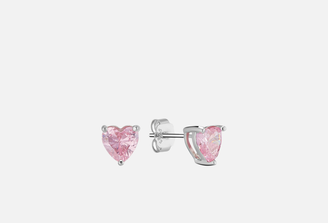 Изображение товара Серьги-пусеты серебряные Mendel heart Pink