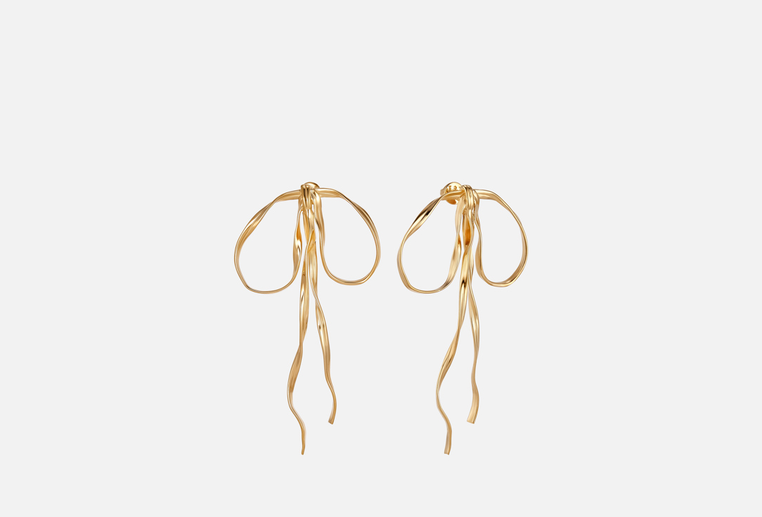 Изображение товара Серебряная моносерьга в форме бант с лимонной позолотой - женский аксессуар