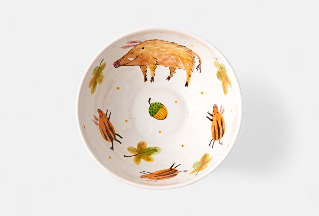 

Тарелочка глубокая ODARYADARYA, Принт, Семейка вепрей 1 шт