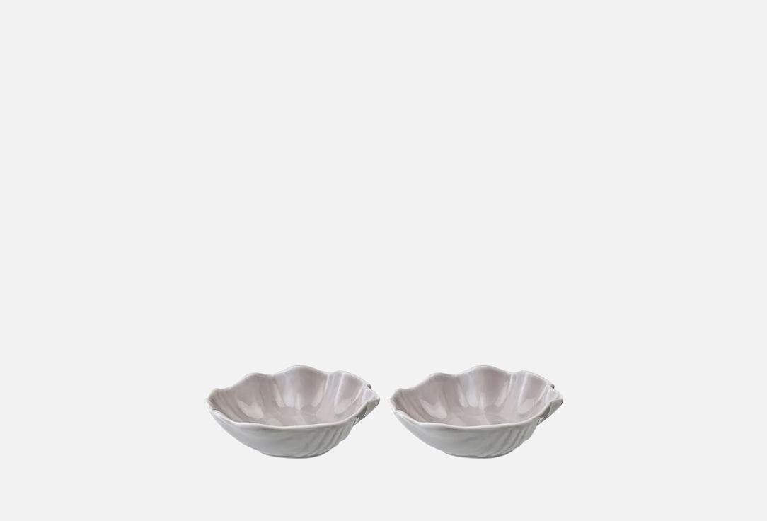 Изображение товара Набор салатников Tkano Cockle из фарфора серого цвета 2 шт Морской стиль