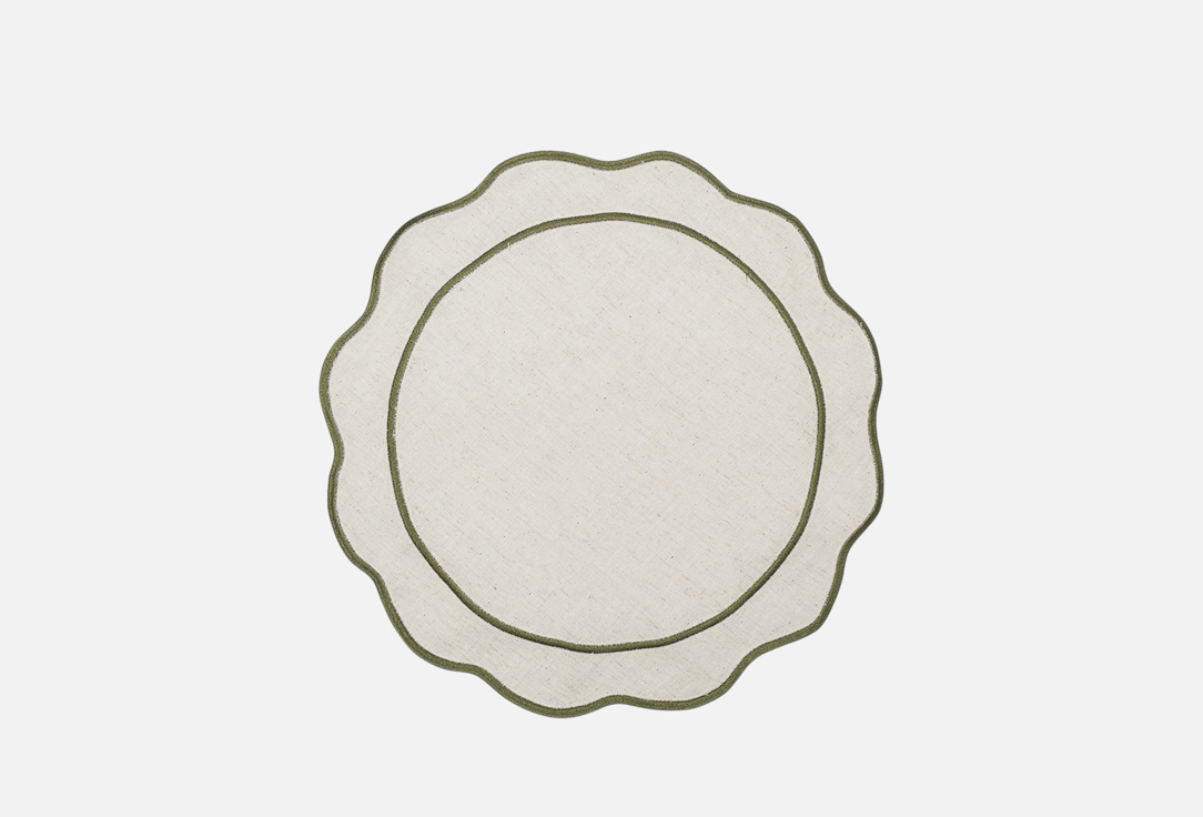 Изображение товара Салфетка под приборы Tkano Anemone, Trendy Ruffles, Ø40 см, оливковый