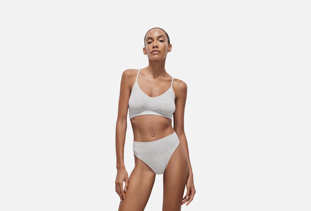 Изображение товара Стринги с высокой посадкой Belle YOU Бамбук светло-серый меланж