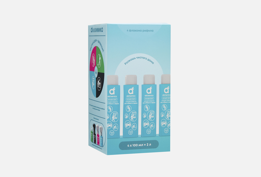 Изображение товара Чистящее средство для стеклянных поверхностей, набор рефилов Allchemica concentrated cleaning detergent