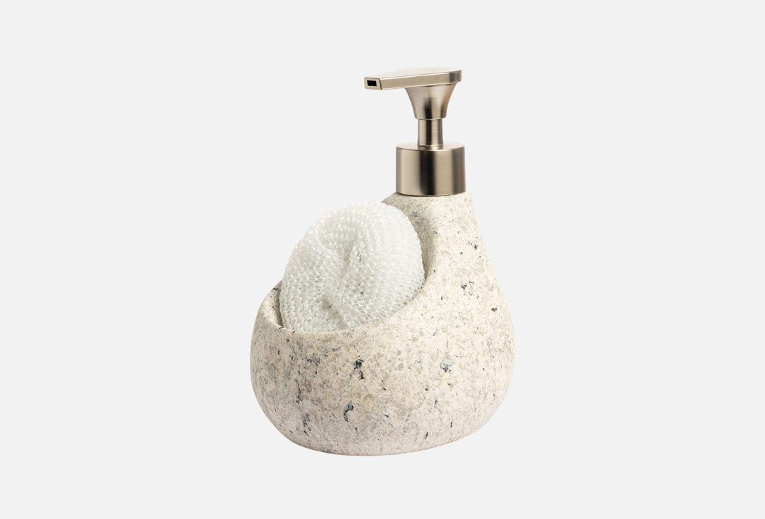 

Диспенсер для жидкого мыла DENASTIA, Белый, STONE, с белой губкой, 13x11x16,8, белый 1 шт