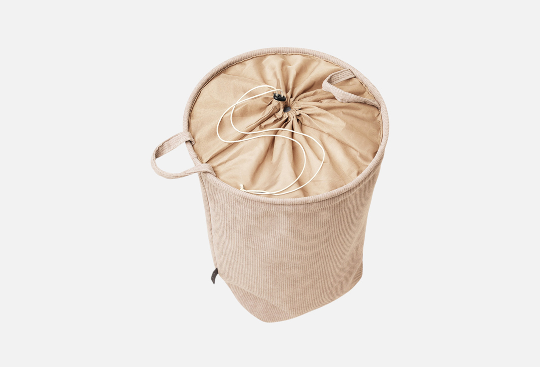 

Корзина для белья DENASTIA, Белый, Вельвет, 36x36x45, молочный 1 шт