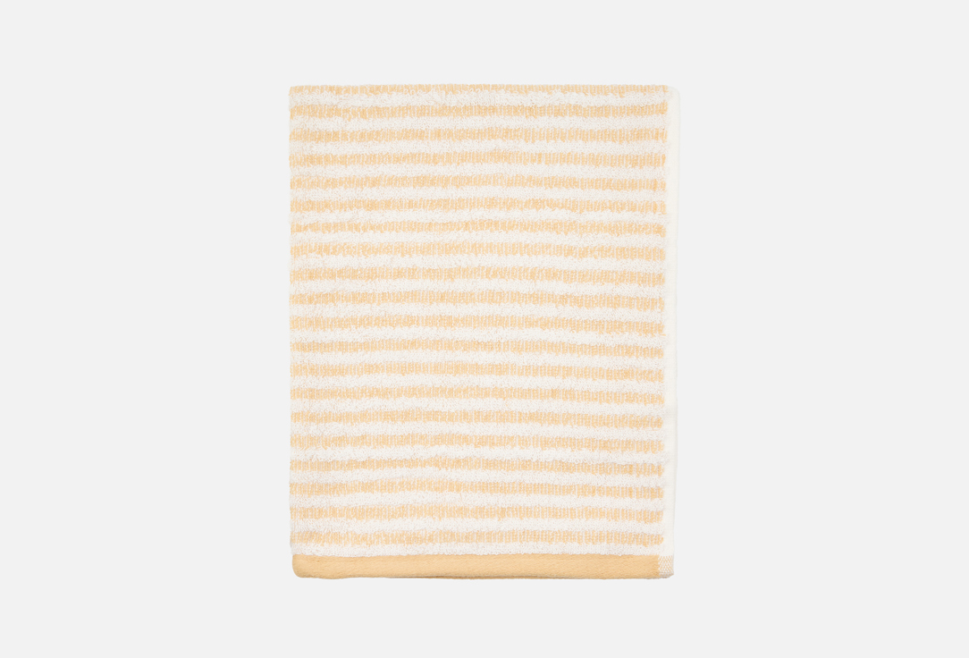 Изображение товара Махровое банное полотенце DeNASTIA Motive полоски 50x90 бежевое из индийского хлопка