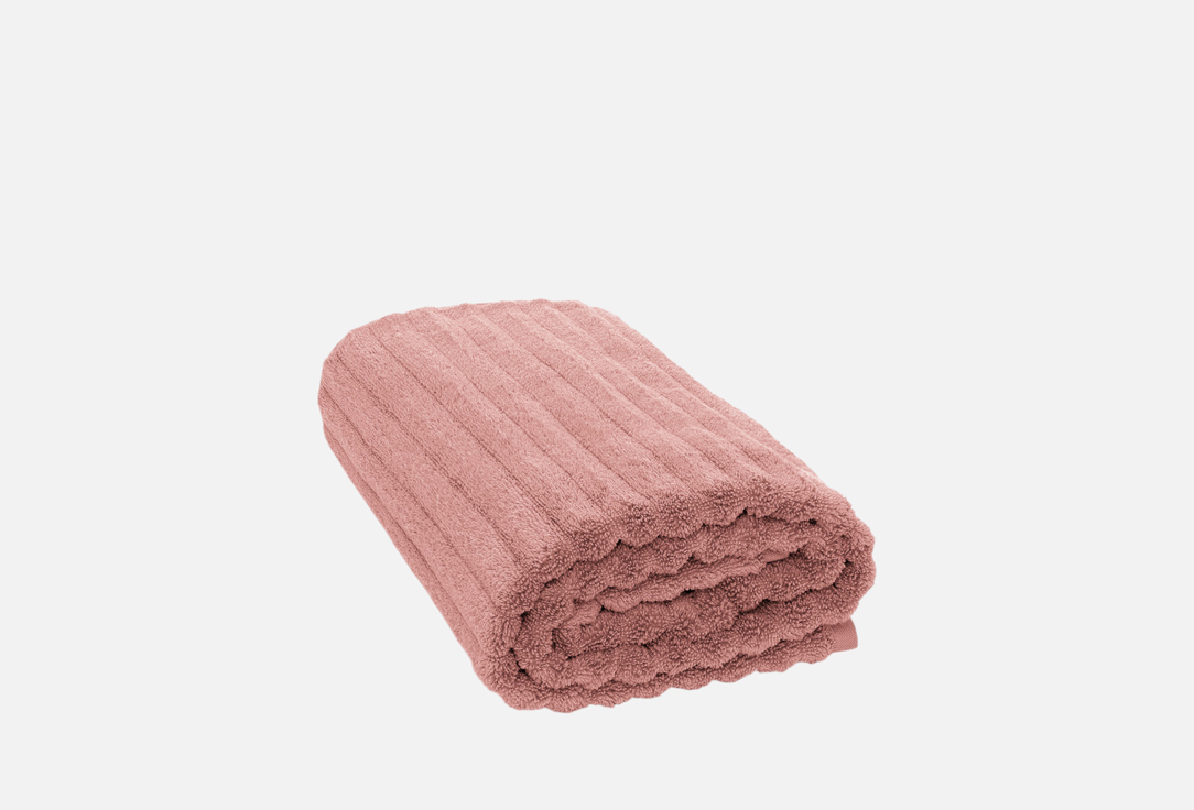 Изображение товара Махровое полотенце DeNASTIA Узкая Волна 100x150 розовое натуральный хлопок