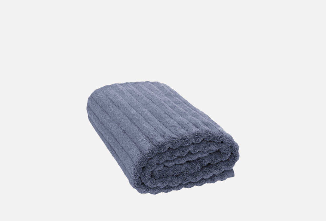 Изображение товара Махровое полотенце DeNASTIA Узкая Волна 100x150 см синее натуральный хлопок Индия