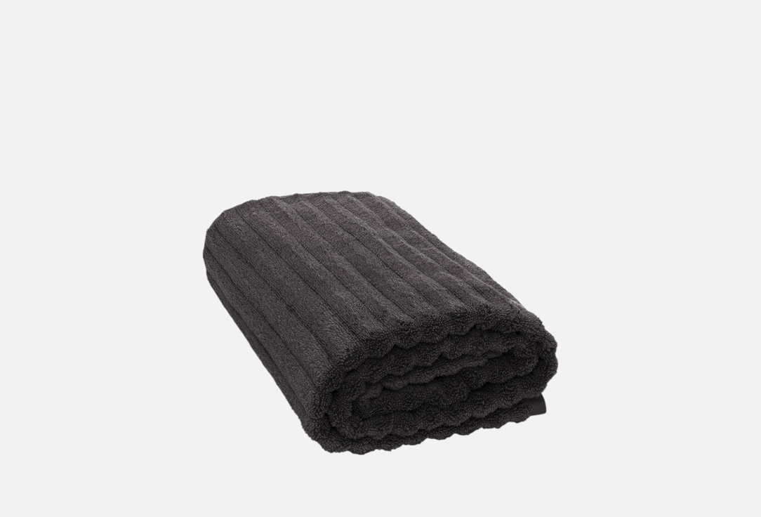 Изображение товара Полотенце махровое DeNASTIA Узкая Волна, 100x150, темно-серый