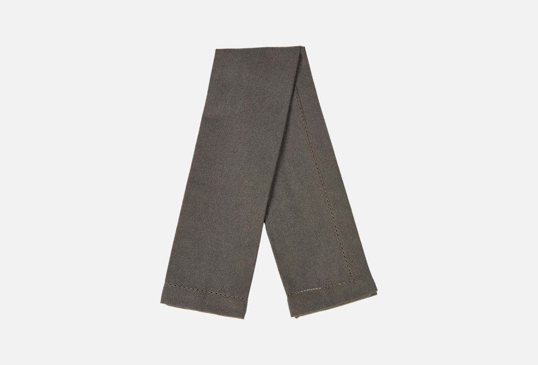 

Раннер для сервировки DENASTIA, Серый, Basic linen, мережка по краю, 35x160, темно-серый меланж 1 шт