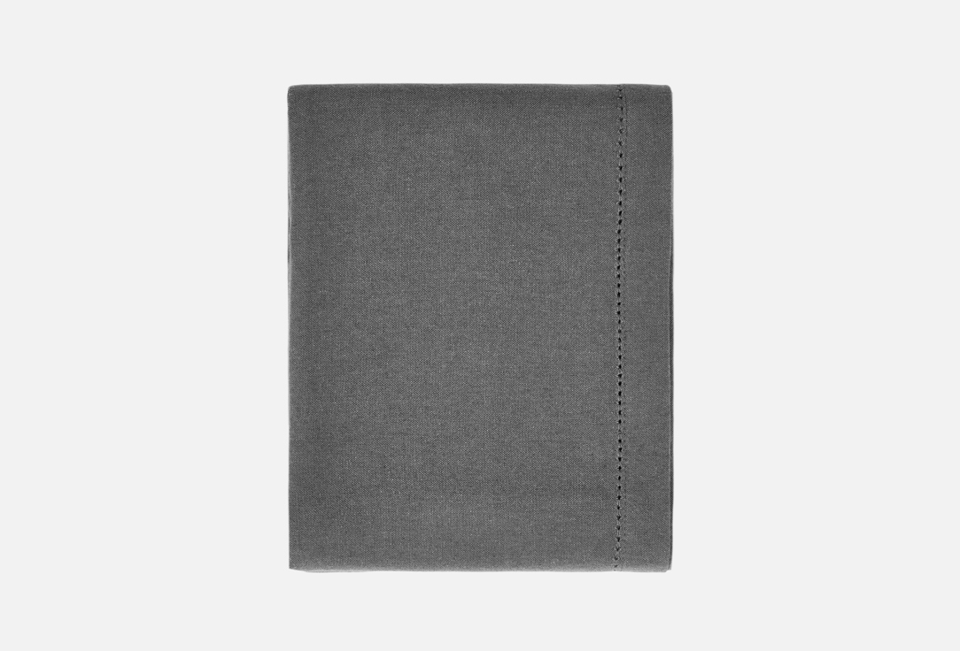 Изображение товара Скатерть DeNASTIA Basic linen, мережка по краю, 140x180, темно-серый меланж
