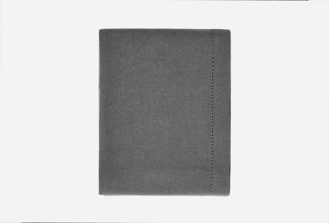 Изображение товара Скатерть DeNASTIA Basic linen, мережка по краю, 150x230, темно-серый меланж