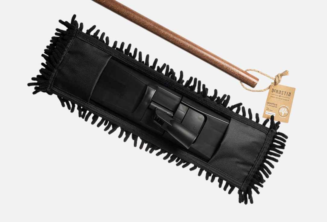 Изображение товара Швабра DeNASTIA Dark wood, 43x13x133, коричневый, чёрный