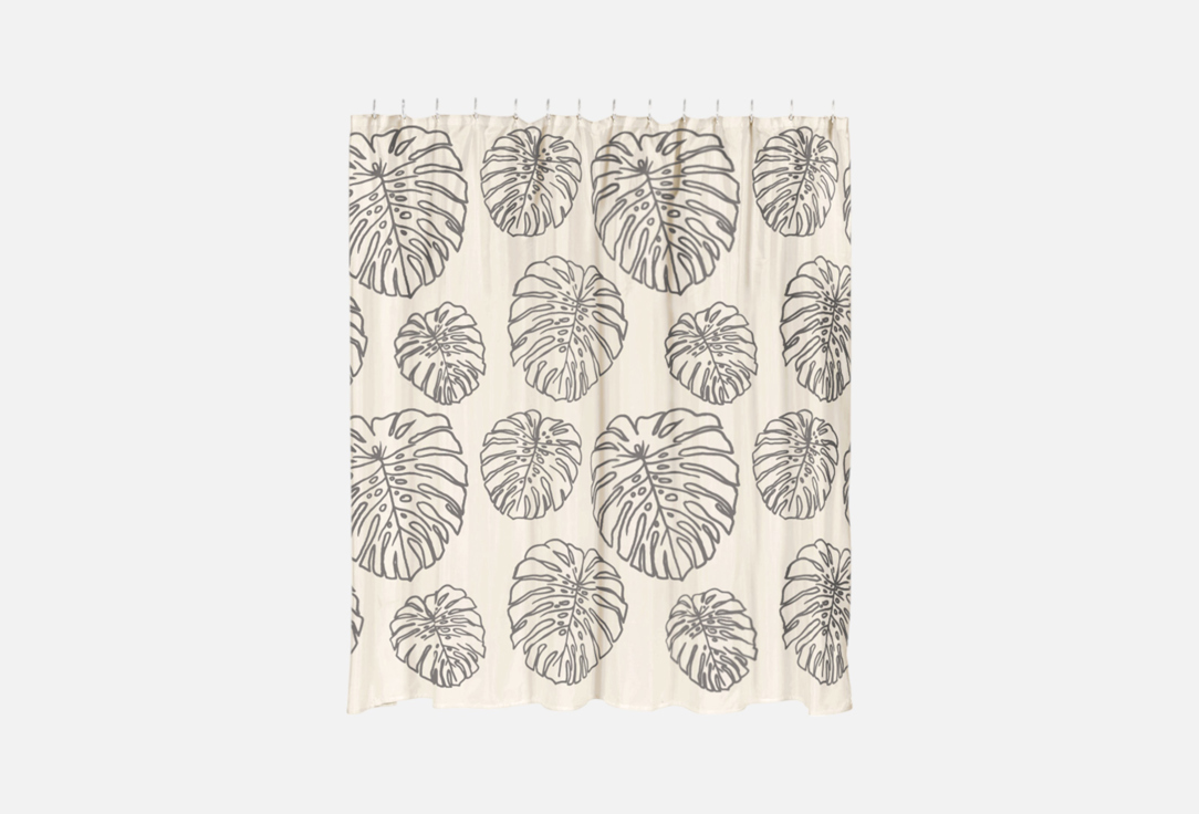 Изображение товара Шторка для ванной DeNASTIA 180x200, ТРОПИКИ, молочный, серый