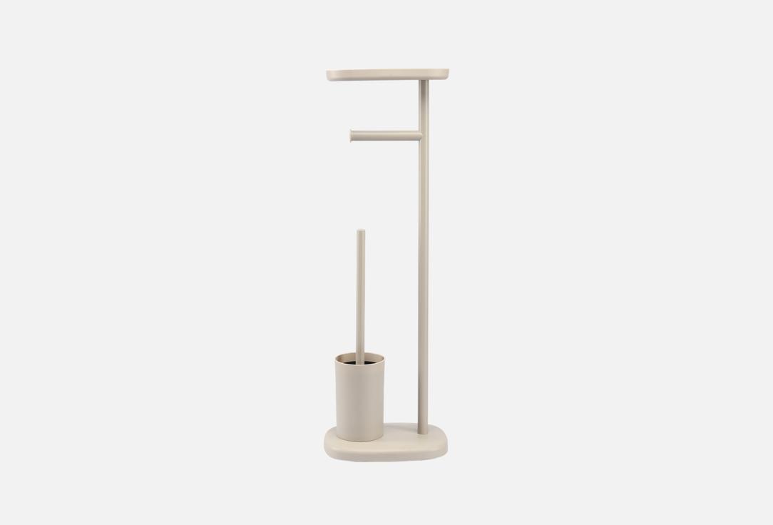 

Держатель для туалетной бумаги с полочкой и ершиком BERGENSON BJORN, Серый, Slim, светло-серый 1 шт