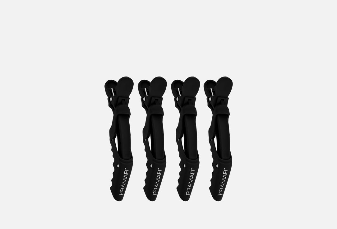 

Набор зажимов для волос FRAMAR, Rubberized Jaw Black 4 шт