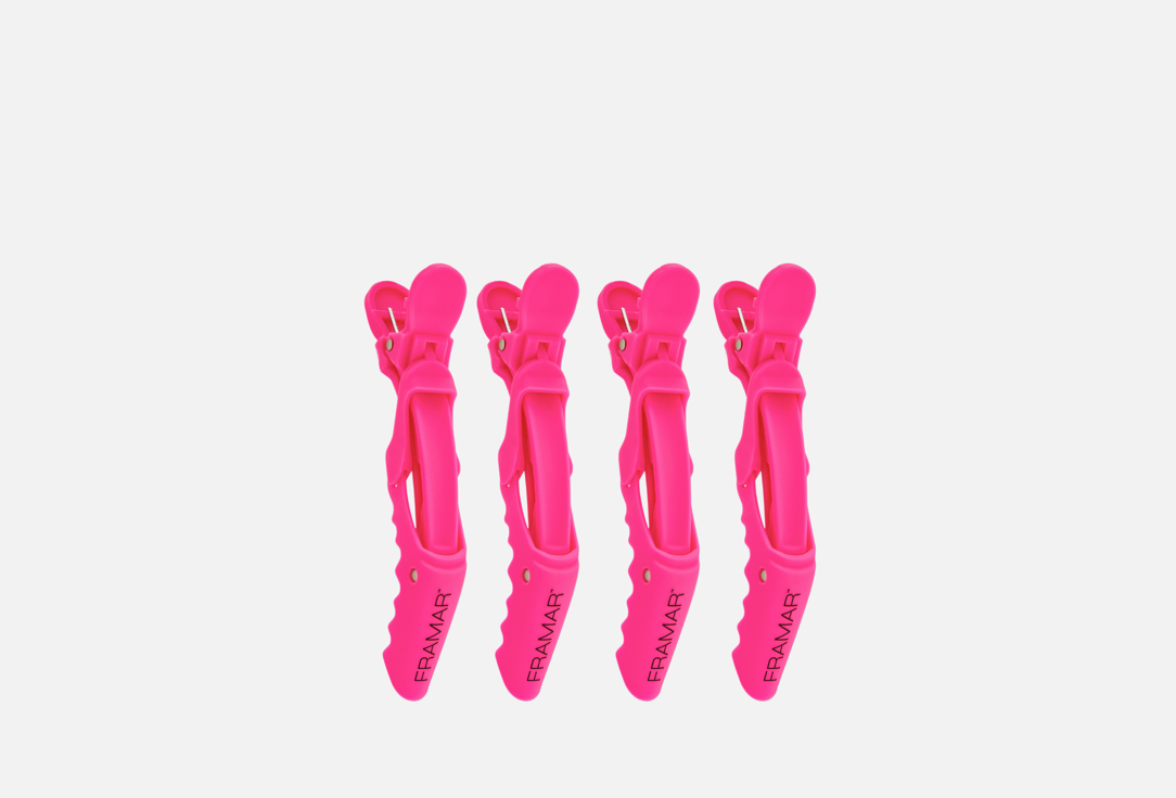 

Набор зажимов для волос FRAMAR, Rubberized Jaw Fuchsia 4 шт